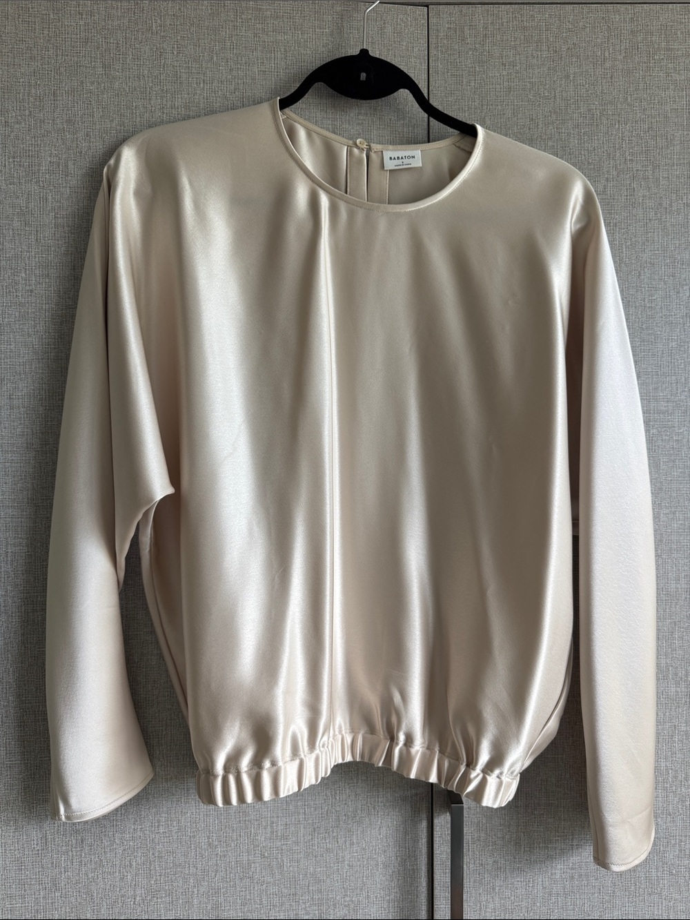 Babaton Cream Satin Pullover Blouse